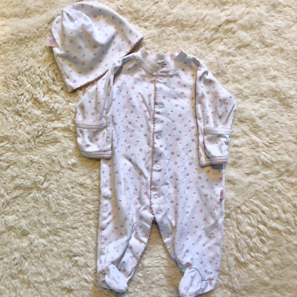 Kissy Kissy Hearts Footie & Hat Newborn Set